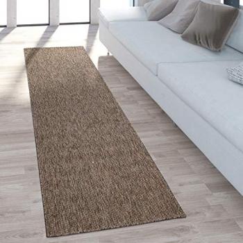 Alfombra Exterior Interior Balcón Terraza Monocolor Jaspeado 80x250 cm, Color Taupe - Paco Home