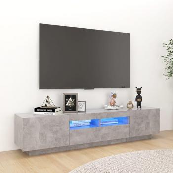 Mueble para TV con luces LED 180x35x40 cm, Mueble de Salon, Mueble Televisor, Mesa de TV, color gris concreto