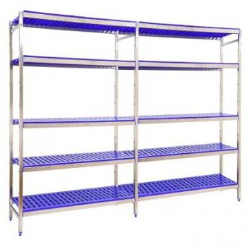 Estantería Simoninox 5PP/1600x2490x500 - Acero Inoxidable, 180 kg de Punto Flexión, 5 Estantes, Estantería Industrial, Estantería Cocina Profesional