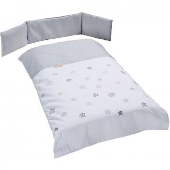Cotinfant Star gris - Juego de funda nórdica y protector para minicuna 50 x 80 cm