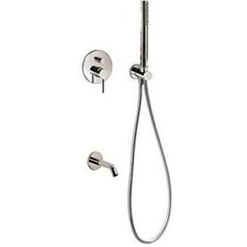 Tres Griferia - Kit De Ducha Monomando Empotrado Con Cierre Y Regulación De Caudal. · Cuerpo Empotrado Incluido. · Caño Bañera. · Soporte Con Toma Pared. · Ducha Móvil Anticalcárea. · Flexo Satin