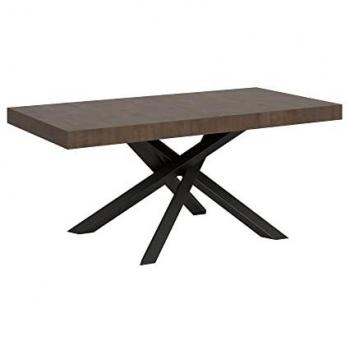 Mesa extensible 90x180/284 cm efecto madera nogal, estructura de hierro, color antracita