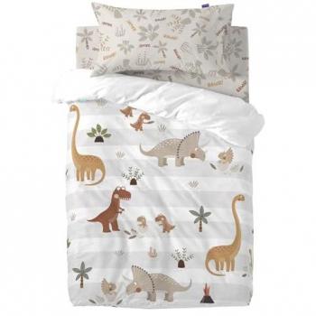 Juego Nórdico Cuna Dino Familiar 2 Piezas 100x120 cm, 100% Algodón, Calidad de 150 TC, Multicolor, Fabricado en España