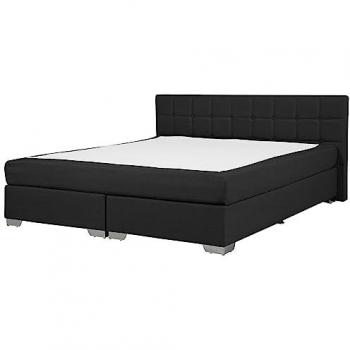 Cama Diván Super King Size Tapizada en Tela Negra 180 x 200 cm con Cabecero Acolchado y Colchón Admiral