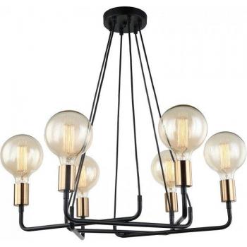 Lámpara colgante moderna Betty Black marrón, Italux - Betty - Lámpara colgante moderna de bronce, negro 6 luces, E27