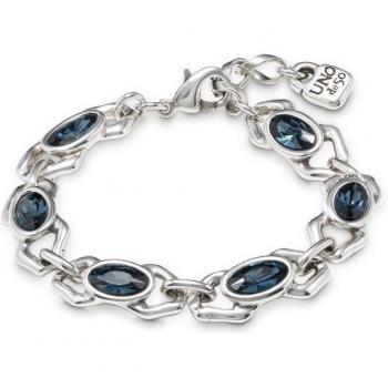 UNO de 50 - Sterling Silver Spider Leg Bracelet with 6 Blue Crystals and Lobster Clasp