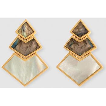 Pendientes Wanderlust Nefertiti geométricos en blanco y gris