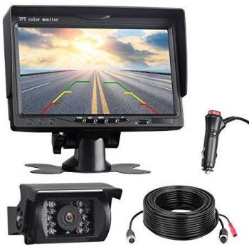 TOGUARD Reversing Camera Kit, 7'' Reverse Camera Monitor with 18 IR LEDS Night Vision, IP67 Waterproof Backup Rear View Camera Parking Sensor Kit for Cars, Trucks, Van Large Vehicles