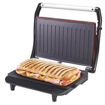 Tostadora/Panini Maker Beper P101tos002, 850W, Placa Antiadherente, Mango Termoisolante, Roja