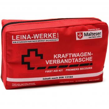 Leina 13164 Kit de Primeros Auxilios Compacto sin Velcro para Vehículo, Rojo/Negro/Blanco