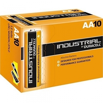 Duracell Industrial - Juego de 10 Pilas Alcalinas AA LR06 1.5V 2.7Ah
