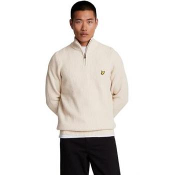 Lyle & Scott Men's Shaker Stitch Quarter Zip Jumper - Grey/Tan/Cove - Size M