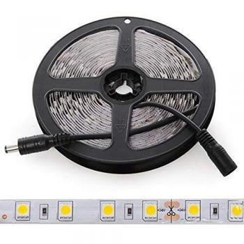Tira LED SMD5050 de 300 LEDs 60W 7.000Lm CRI85 24VDC IP20 x5M - Blanco Frío y Tira LED SMD5050 de 300 LEDs 60W