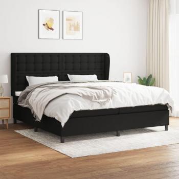 Cama box spring con colchón de tela negro 200x200 cm