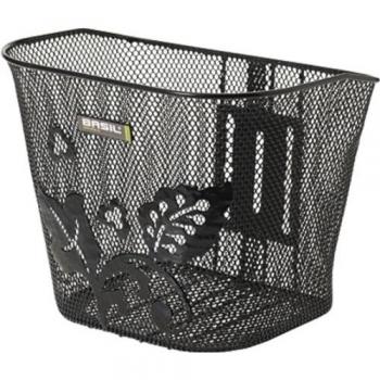 Basil – Cesta para bicicleta Berlin EC Flower, color negro, tamaño talla única