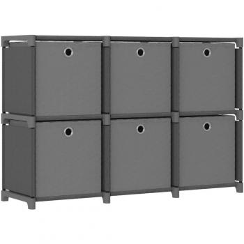 vidaXL 6-Cube Display Shelf with Boxes Grey 103x30x72.5 cm Fabric