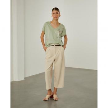 Pantalón ancho con pinzas de mujer Lion of Porches en color beige