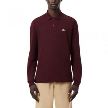 Classic Fit Red Pique Polo Shirt with Logo Patch