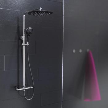 Ducha con grifo monomando y termostato Grande Vita negro cromado