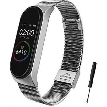 BDIG Correa Compatible para Xiaomi Mi Band 4 Correas Metal, Pulsera de Acero Inoxidable Agradable para Mi Band 4 Correa