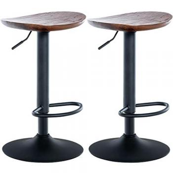 Set de 2 taburetes de bar regulables en madera nogal y metal Skelde