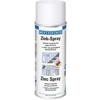 Spray de Zinc WEICON 400 ml - Protección Anticorrosión, Resistente al Calor, TÜV Aprobado, Color Gris Mate
