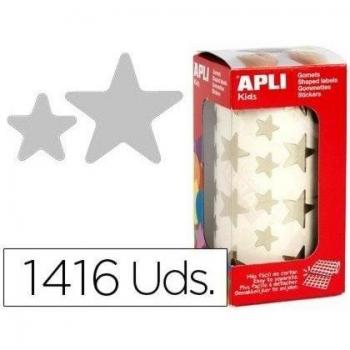 APLI Kids - Rollo de gomets estrella grande, color plata, 19,5 mm