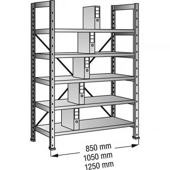 Estantería ensamblable para archivadores, zincada, altura 1920 mm, unidireccional, base 1000 x 300 mm