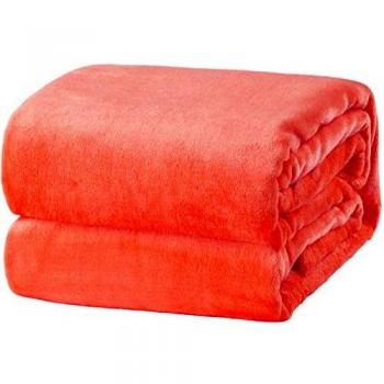 Bedsure Manta para Sofás de Franela 220x240cm - Manta para Cama 135/150 Reversible de 100% Microfibre Extra Suave - Manta Naranja Transpirable