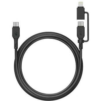 Cable de carga y sincronización 2 en 1 USB-A a USB-C y Lightning, 1.5 m, 60W
