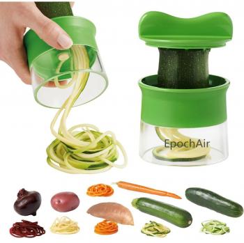 EpochAir Cortador de Verduras Frutas en Espiral, Pelador y Rallador de Verduras, Utensilios de Cocina en forma de Espirales para Platos Sanos y Creativos, Herramienta de la Cocina Profesional Color Verde