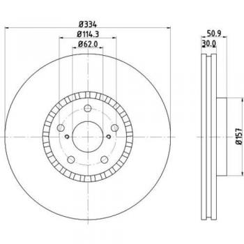 Disco de frenos delantero derecho HELLA PAGID para LEXUS IS, GS, RC (Ref: 8DD 355 112-871)