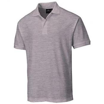 Polo de Trabajo Portwest Naples B210 Gris Claro, Tejido Piqué, Cuello Ribeteado, Talla S