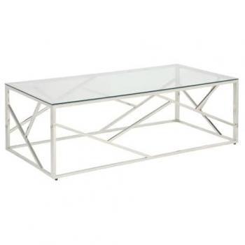 Mesa de centro ATHENA de Pascal MORABITO - Cristal Templado y Acero Cromado