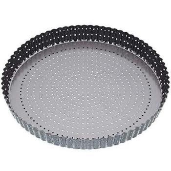 masterclass Crusty Bake Crujiente Hornear Antiadherente Estriado Redondo de 30cm Quiche Lata, Gris