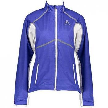 Odlo Frequency X - Chaqueta para mujer, primavera/verano, Chaqueta FREQUENCY X, Mujer, color azul y blanco, tamaño medium
