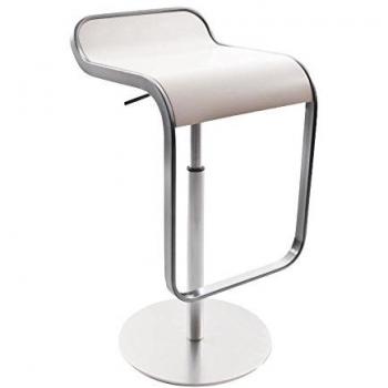 Lem 55-67 - Taburete de bar armazón de cromo mate blanco Corian White Glacier/Corian