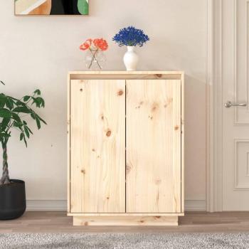 Armario Zapatero de Madera Maciza de Pino 60x35x80 cm Color Natural y Blanco