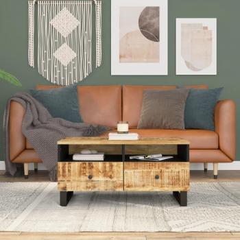 Mesa de centro vidaXL madera maciza mango y contrachapada 80x54x40 cm Marrón claro
