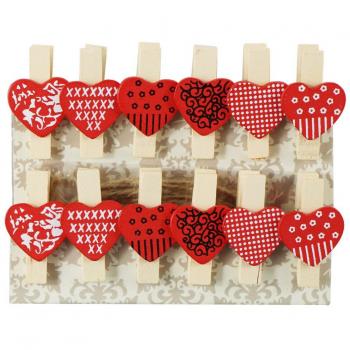 EDGEAM 10 Mini Clip De Papel De Madera De La Foto De La Clavija De Ropa Decorativo Pin Clip + Cuerda De Yute