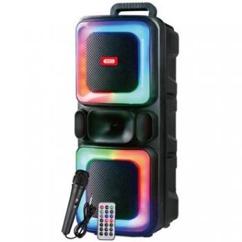 Altavoz Karaoke Bluetooth 5.0 XO F55 - 20W - Función TWS - Iluminación RGB - Micrófono con Cable Incluido - Bluetooth, FM, USB y MicroSD - Color Negro