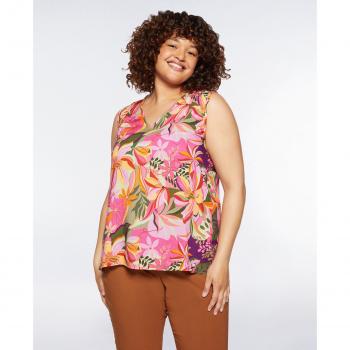 Fiorella Rubino - Top de mujer de flores con cuello de pico