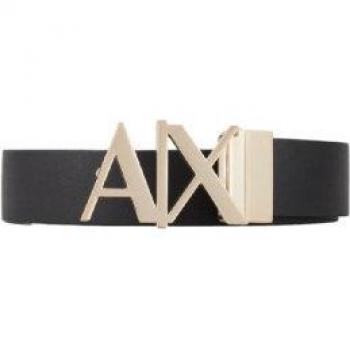 Armani Exchange Men's Reversible Leather Belt - Navy Blue & Black with Cut-Out Logo