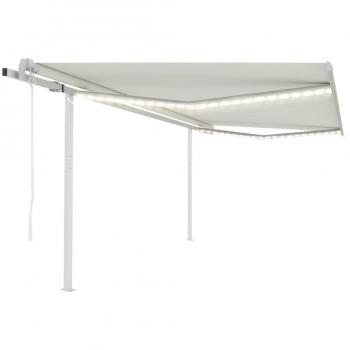 Toldo automático con LED y sensor de viento crema 4,5x3,5 m