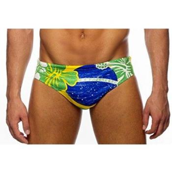 Bañador Slip Turbo Brasil Vintage 2013 Waterpolo Amarillo/Verde Unisex