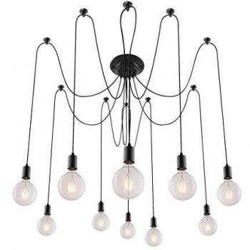 Lámpara colgante industrial E27 negra mate 10 luces Caspar Rabalux 800mm