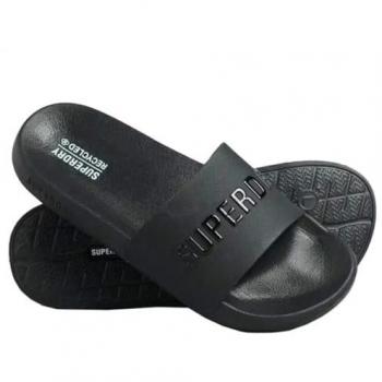 Chanclas de piscina Superdry Code Logo negras para hombre, veganas y casuales