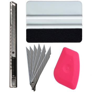 Ehdis® NUEVA película del coche del vinilo Envolturas y Adhesivos kit de herramientas de la ventana: Lil Chizler raspador, 4 pulgadas de fieltro escobilla de goma, Auto-Lock Cuchillo gráfica con 10 cuchillas