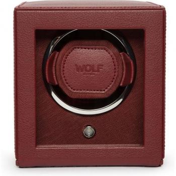 Wolf Cub Burgundy Leather Watch Winder with Jewelry Storage