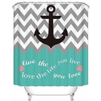 Love the life you live 2 Fabric Bathroom Shower Curtain with 12 Hooks 60